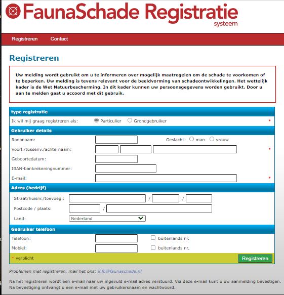 FRS Registratiecherm